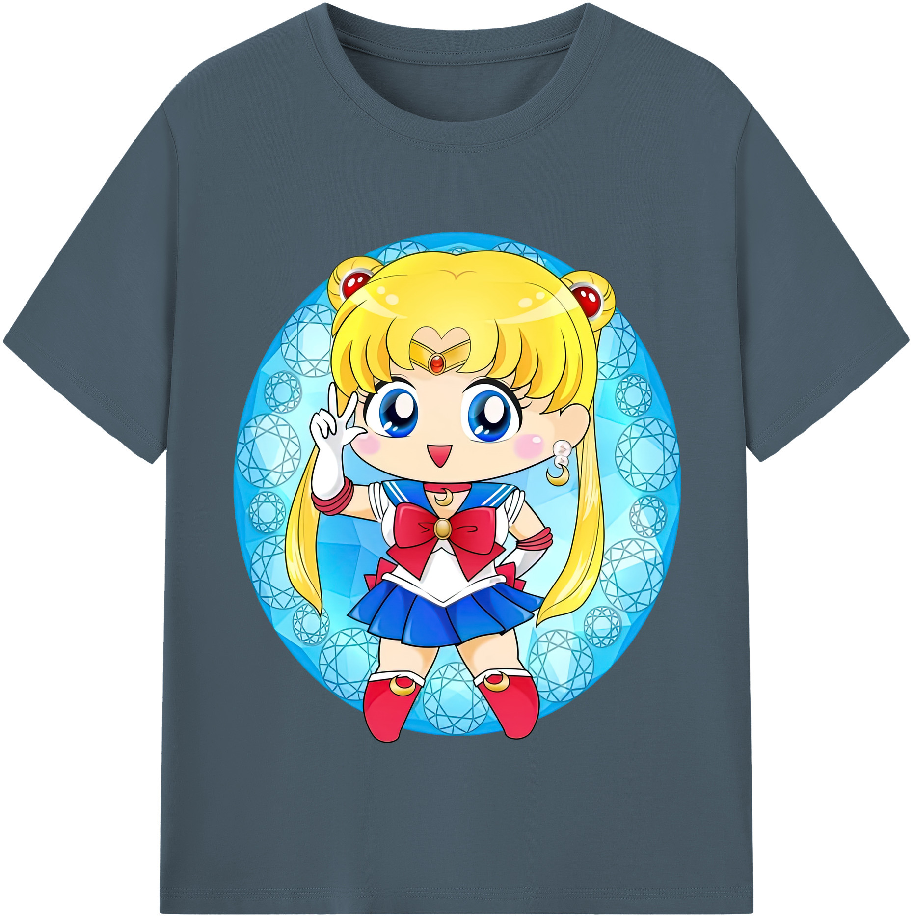 （画像用） 美少女戦士セーラームーン 月野 うさぎ つきの うさぎ Sailor Moon Tsukino Usagi 綿100％半袖Tシャツ（フロントプリント）
